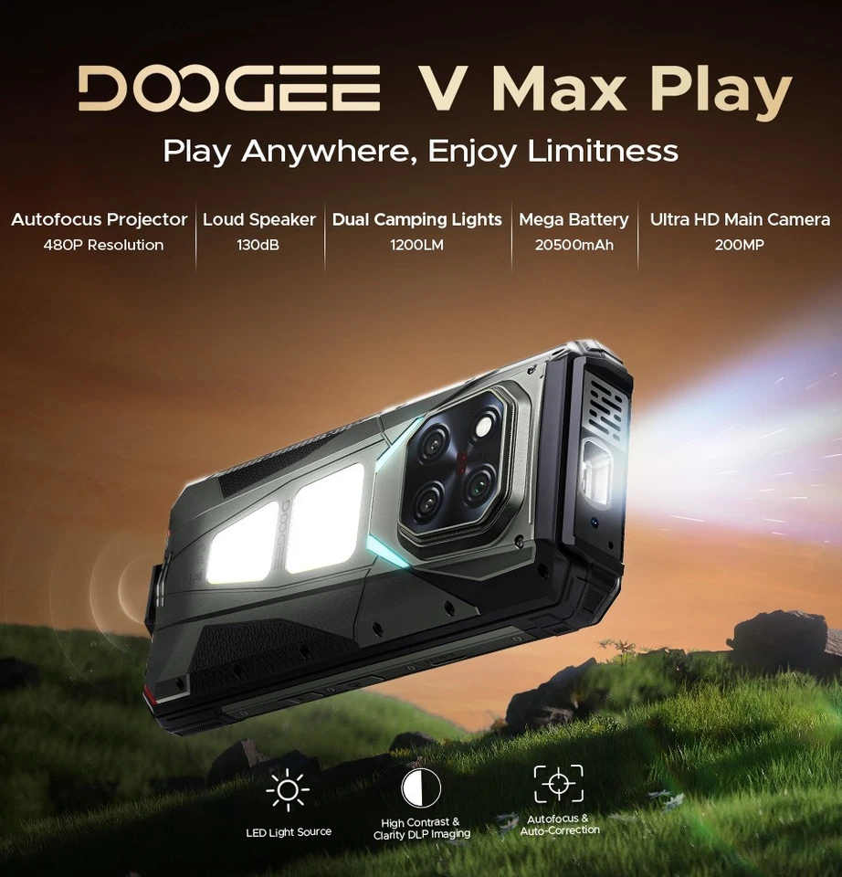 2025 DOOGEE V MAX Play 5G Rugged Projector Phone 36G+512G 200MP/Night Vision,LED - Bild 2 von 4
