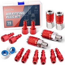 EVOULTES 16 Pieces Universal 1/4" NPT Air Hose Fittings  Coupler 1/4, Red