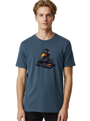 Dj-Crow Mens Graphic Tee, 100% Cotton, Casual Summer Wear