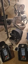 Peg Perego Team Stroller with Bassinet, infant seat + cover, and 2 car bases