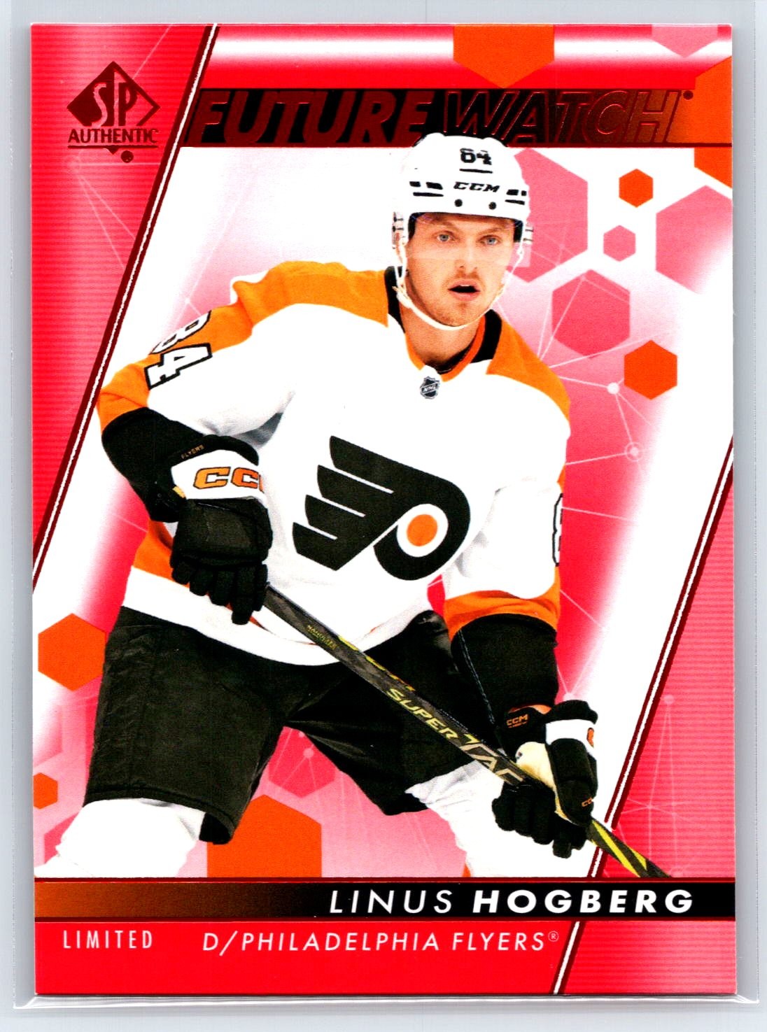 Linus Hogberg 2022-23 SP Authentic - Future Watch Linus Hogberg #185 Limited Red (RC ...