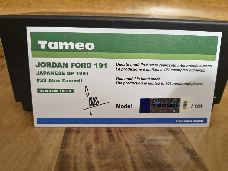 Jordan Ford 191 Japanese Gp A.Zanardi Tameo 1 43 - Immagine 2 di 4