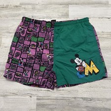 Vintage Disney Mickey Mouse All Over Print Swim Trunks LG 90s Retro Surf Beach