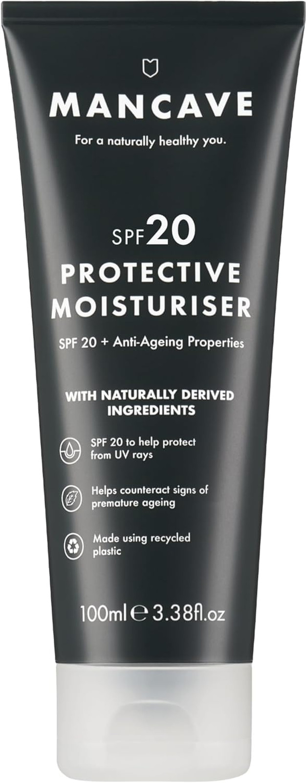 Mancave SPF 20 Face Moisturiser for Men 100Ml | Sun Protection, Anti-Ageing, Ros