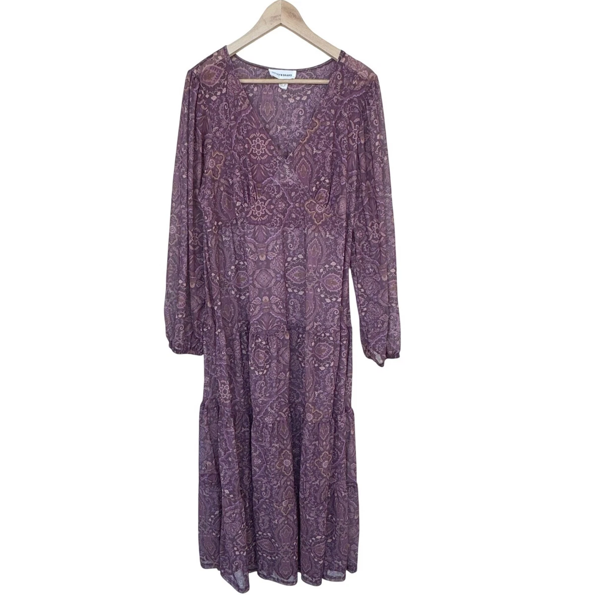 chinese dress ladies Lucky Brand Women's Printed Shine Chiffon Maxi Dress, Flint Stone Multi at  Amazon Women's Clothing store main image 0