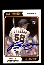 Signed Baseball Card Auto Bryce Johnson 2023 Topps Heritage #353 Giants