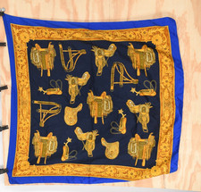 Vintage Made In Italy Western Equestrian Print Scarf 34"x34" Square