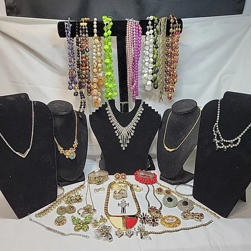 Huge 3+lb Bulk Lot Vintage Rhinestone Costume Jewelry Signed Trifari Monet