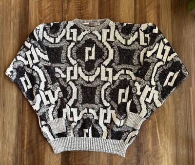 Bugatchi Sweater Mens Medium Multicolor Abstract Geometric Crewneck Pullover