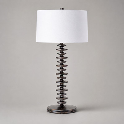 New Large Ebony Table Lamp in the French Style of Charles Dudouyt 35''
