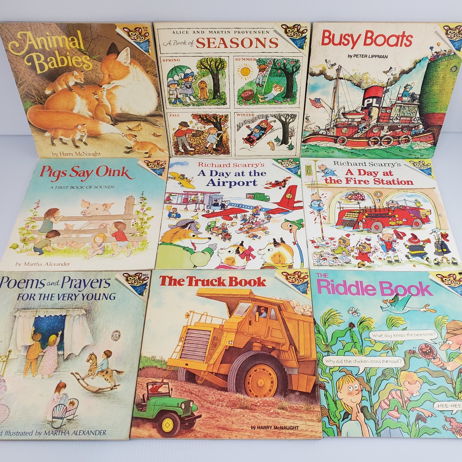 Lot of 9 Please Read to Me Picture Back Books Busy Boats, Richard Scarry, Season
