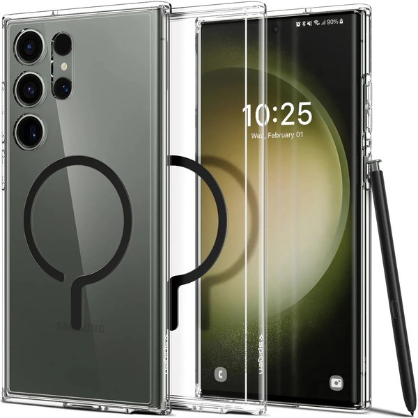 HandyhüLle FüR Galaxy S23 Ultra Spigen Case Cover Futeral Transparent / Schwarz-image