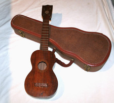 VINTAGE 1920s 1930s HAWAIIAN KOA SOPRANO UKULELE WOOD TUNERS w/ CASE ANTIQUE UKE