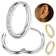 Stainless Steel Huggie Hoop Earrings Unisex Fashion Jewelry For Women, Men