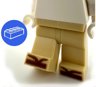 LEGO Mini Legs and Hips Tan With Brown Zori Sandals Straps and Soles USED