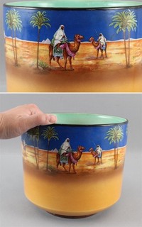 Antique English H & K TUNSTALL Orientalist Egypt Desert Pyramid Camel Planter NR