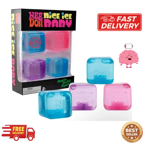 Needoh Nice Ice Baby 4 Pack Mini Cubes Squishy Stress Fidget Toy Authentic