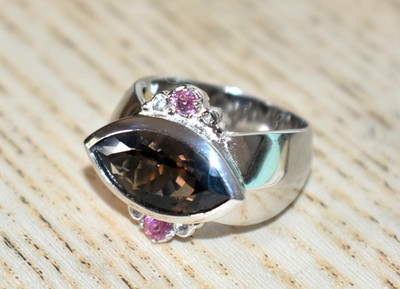 Gems En Vogue MICHAEL VALITUTTI Gold Vermeil Stg Silver Citrine Pink Topaz Ring