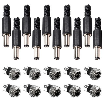 10 Paar DC Netzteil Klinkenbuchse 5,5x2,1 mm 3-polig Panel Mount Buchse DIY Stec