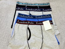 London Polo Kids Medium Unisex Boxer Briefs Multi-Colored Cotton Spandex 3-Pack