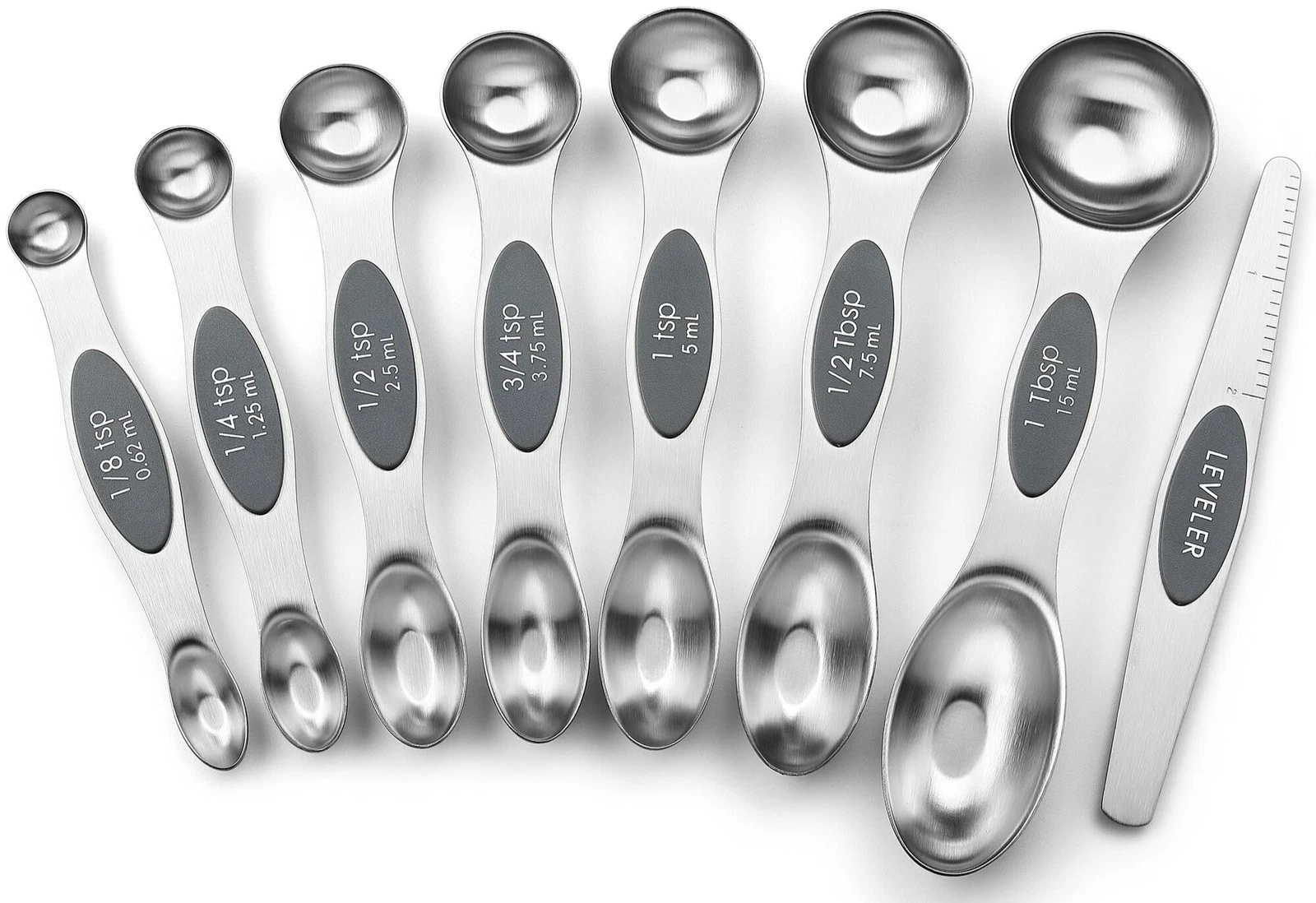 Spring Chef Stainless Steel Magnetic Measuring Spoons Set of 8 with Leveler,