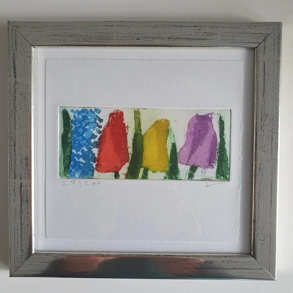 Klaus Fußmann Farbradierung Vergissmeinnicht/Tulpen, TOP ZUSTAND!! - Bild 2 von 4