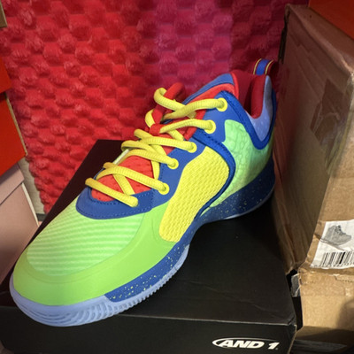 AND1 Delta TPR Green Blue Red Low Top Lace Up Athletic Sneakers AD90202MKMR