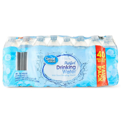 #ad Great Value Purified Drinking Water 16.9 fl oz Bottles 40 Count Pack $5.20