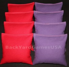 CORNHOLE BEAN BAGS Red Purple 8 All Weather Resin Filled