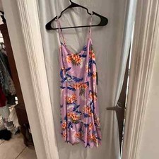 Ana purple floral smocked back sun dress size s