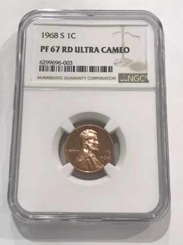 1968 S 1C Lincoln Cent NGC PF 67 RD ULTRA CAMEO NGC ONLY 107 IN PF67RD UC! RARE!