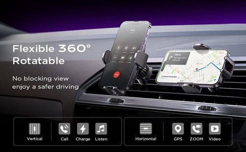 Car Phone Holder Mount Vent Grip Lock System 360° Rotation For iPhone Samsung - Picture 15 of 15