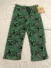 Minecraft Boys Size 4 Pajama Pants Creeper  Iron Swords Green  Black
