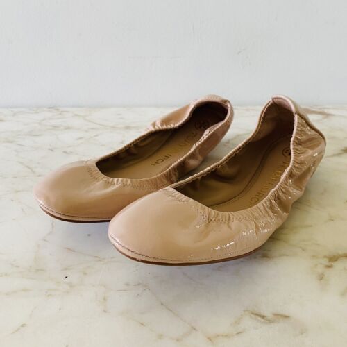 TORY BURCH Tan Pink Patent Leather Bendable Ballerina Flats - US 8 - Picture 1 of 8