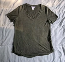 Athleta Shirt Top Women XS Green Short Sleeve Stretch Active V-Neck Tencel Modal