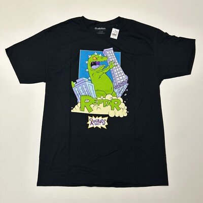 Rugrats Reptar Mens Large Graphic T-Shirt Black Short Sleeve
