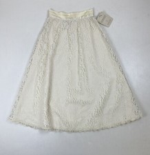 Vtg Gunnie Sax Lace Midi Skirt Off-White Holiday Victorian Wedding 26" Waist NOS