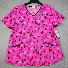 Scrubstar Scrub Shirt Women Extra Large XL Pink Breast Cancer Lighweigt Stretch