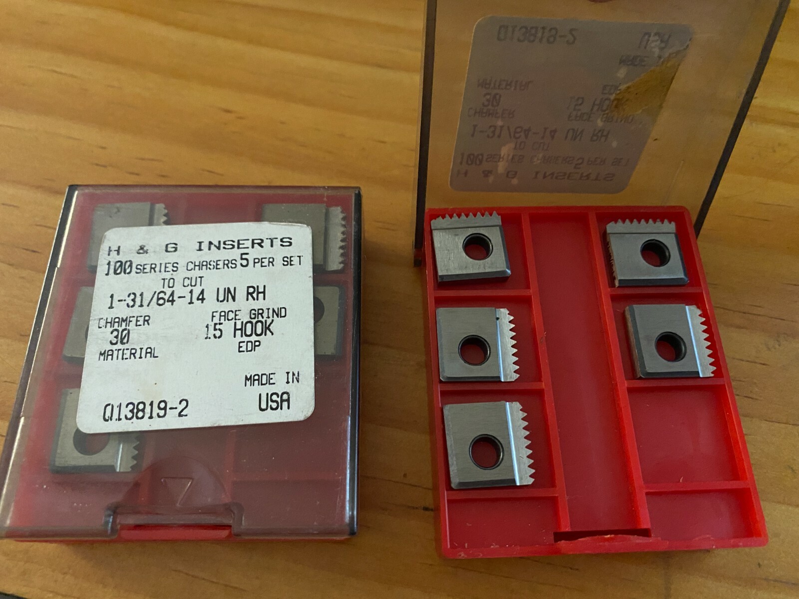 H&G Steel Chaser Inserts 100 Series 1-31/64-14 UN RH 15 Hook 30 Chamfer ...