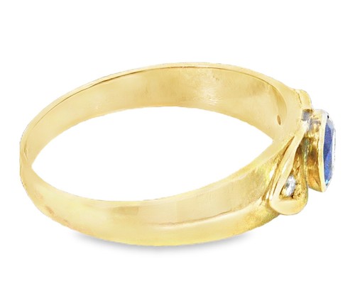 Blauer Saphir Sri Lanka echt 9 kt Gelbgold Diamant Verlobungsring H88 - Bild 4 von 4