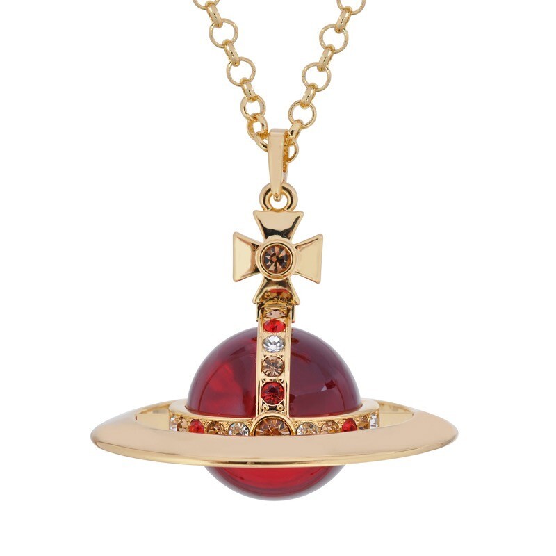Vivienne Westwood 3D Giant Global Red Orb Saturn Gold Tone
