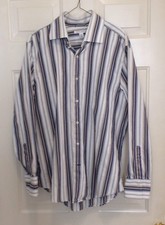 Banana Republic Mens Dress Shirt L 16-16 1/2 Long Sleeve Striped Button Down