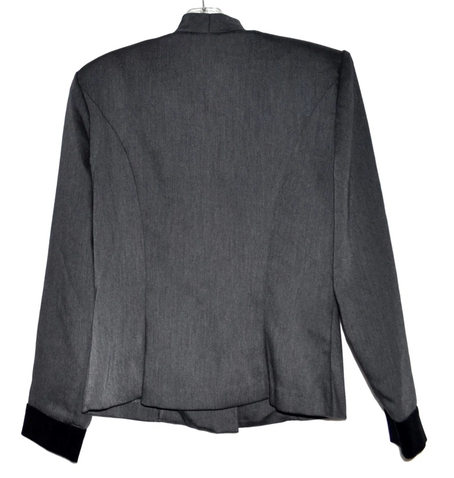 Donna Morgan for Non Stop Leslie Fay Gray Black Velvet Beads Blazer Size 8 USA - Image 2 of 4