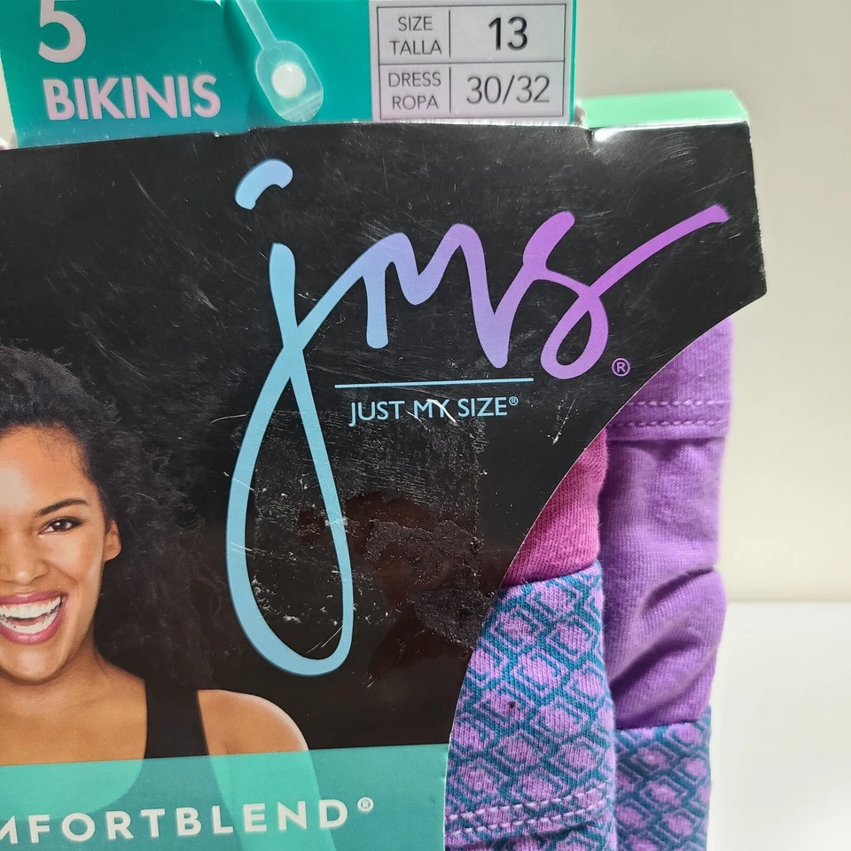 Pack de 5 bikinis Just My Size Comfortblend ultra suaves talla 13 multicolores. Foto 3 de 4
