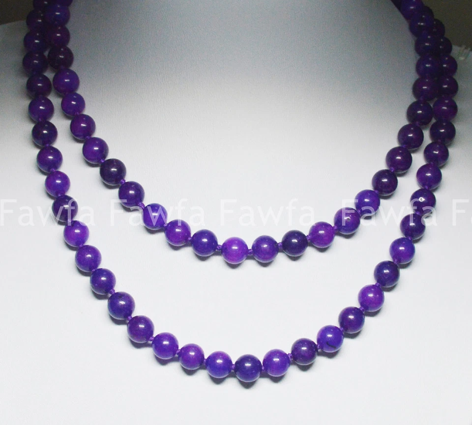 Collar de cuentas de piedras preciosas redondas Sugilita púrpura natural 8/10/12 mm África 16-48" AA Foto 2 de 4