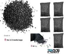 5 lbs Grade A, Activated Carbon in 5 Media Bags for Aquarium Fish Pond Canister