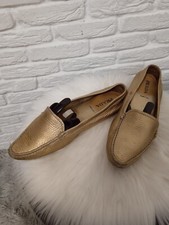 PRADA Women Loafer Made In Italy Gold Leather Size EU 40.5