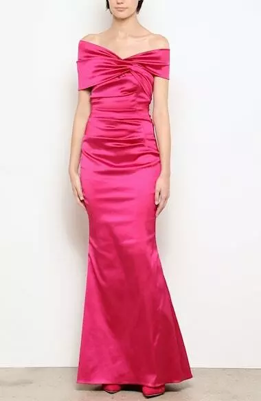Talbot runhof top stretch satin dress