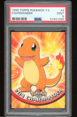1999 POKEMON TOPPS TV Animation Charmander - 1st Edition Blue Logo