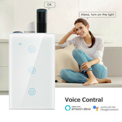 1/2/3 Gang Smart WiFi Wall Switch Home Touch Light Panel For Alexa Google  Home